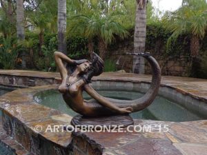 Sea Jewel Bronze mermaid fine art sculpture with seashell necklace for pond, pool or aquatic display