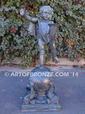 Cornucopia Cherub bronze sculpture cherub holding cornucopia