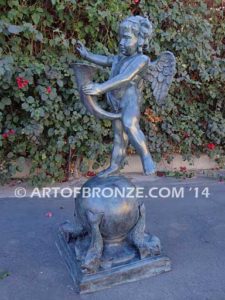 Cornucopia Boy bronze sculpture cherub holding cornucopia