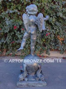 Cornucopia Boy bronze sculpture cherub holding cornucopia