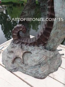 Seahorses bronze seahorse artwork for outdoor water area or indoor display