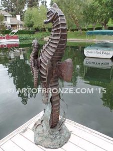 Seahorses bronze seahorse artwork for outdoor water area or indoor display