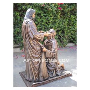 Jesus and the blind man highly detailed bronze statue monument