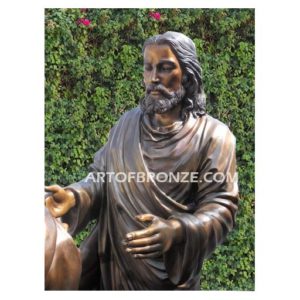 Jesus and the blind man highly detailed bronze statue monument