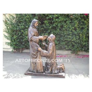 Jesus and the blind man highly detailed bronze statue monument