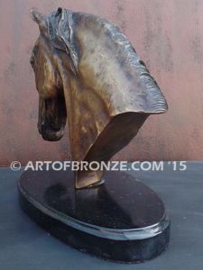 Lucky sculpture bust of thoroughbred horse for home or office
