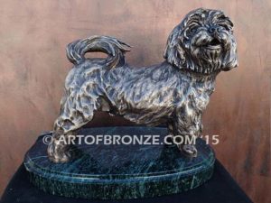 Bentley Maltese gallery quality custom bronze sculpted statue of beloved Maltese dog