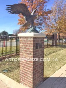 Spirit of Freedom bronze sculpture of eagle monument for public art school mascot for Mount Paran Christian School