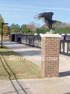 Spirit of Freedom bronze sculpture of eagle monument for public art school mascot for Mount Paran Christian School