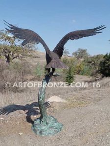 Lake Rights bronze sculpture of eagle monument for public art