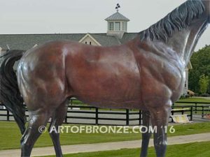 Stevie Wonderboy bronze sculpture of standing racing horse for Griffin Ranch in La Quinta, CA