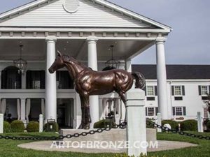 Stevie Wonderboy bronze sculpture of standing racing horse for Griffin Ranch in La Quinta, CA
