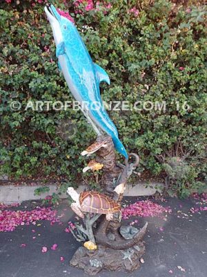Oracle of the Sea bronze fine art gallery sculpture of dolphins, whales and porpoises