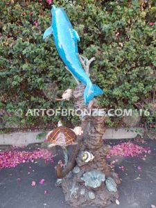 Oracle of the Sea bronze fine art gallery sculpture of dolphins, whales and porpoises