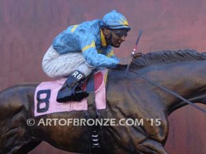 For the Roses sculpture of Breeders cup winner Spendthrift statue