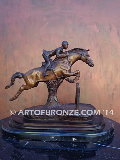 Hunt Seat sculpture of hunter class, jumper class gift award attached to marble base