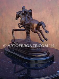 Hunt Seat sculpture of hunter class, jumper class gift award attached to marble base