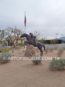 Show Jumper Olympic equestrian bronze horse and rider equestrian statue for Griffin Ranch in La Quinta, CA