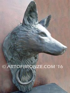 Coyoted door knocker bronze life-size custom sound and decorative front entrance display