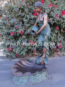 Overflowing Beauty classical female bronze cast monumental fountain for pond, pool or aquatic display