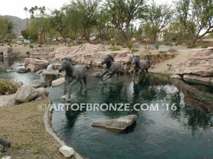 Running Spirit bronze sculpture of running thoroughbreds for Griffin Ranch in La Quinta, CA