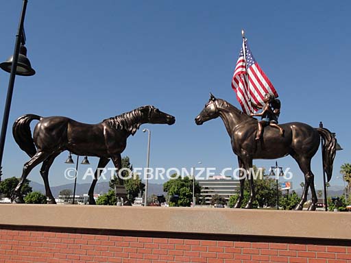Grand Parade bronze standing stallion horses for world class shopping center developer McIntyre Company