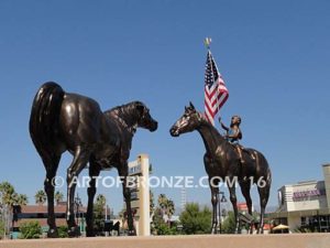 Grand Parade bronze standing stallion horses for world class shopping center developer McIntyre Company