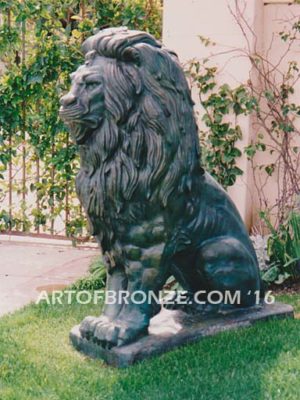 Hail the King high quality cast bronze African lion regally sitting down