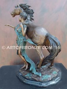 Sensual Hearts European classical design statue of nude woman and rearing horse
