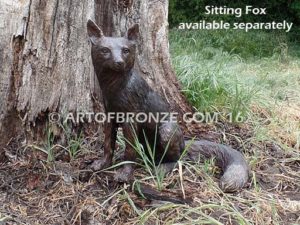 Double Trouble bronze mascot fox sculptures for schools, universities or zoo