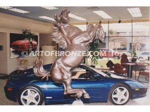 Rampant Stallion outdoor monumental sculpture of reared horse Porsche dealership in Southern California