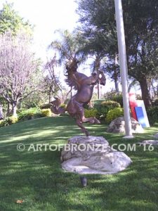 Rampant Stallion outdoor monumental sculpture of reared horse inspired after Ferrari symbol