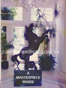 Reared Stallion outdoor life-size monumental equestrian horse sculptures for entrance gate pillars