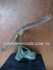 Airspeed bronze sculpture of flying eagle on custom marble base