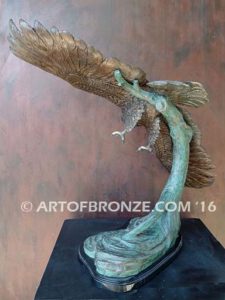 Airspeed bronze sculpture of flying eagle on custom marble base