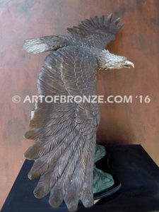 Airspeed bronze sculpture of flying eagle on custom marble base