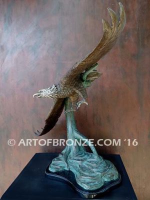Airspeed bronze sculpture of flying eagle on custom marble base
