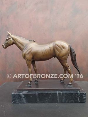 Before the Gate sculpture of standing race horse attached to base for indoor home or office