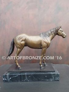 Before the Gate sculpture of standing race horse attached to base for indoor home or office