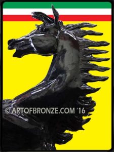 Legendary outdoor monumental sculpture of reared horse inspired after legendary Ferrari symbol