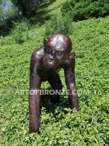 His Majesty bronze fine art gallery African wildlife walking chimpanzee ape sculpture