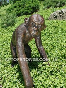 His Majesty bronze fine art gallery African wildlife walking chimpanzee ape sculpture