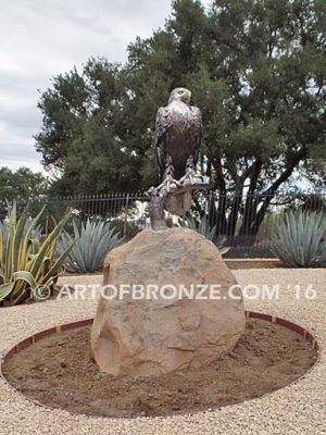 Lone Sentinel (Rock) bronze sculpture of eagle monument for public art