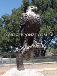 Lone Sentinel (Rock) bronze sculpture of eagle monument for public art