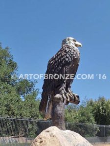 Lone Sentinel (Rock) bronze sculpture of eagle monument for public art