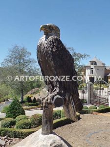 Lone Sentinel (Rock) bronze sculpture of eagle monument for public art