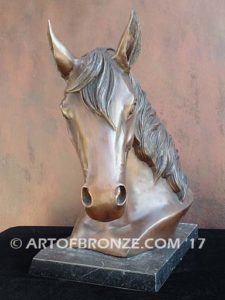 Darcy sculpture bust of thoroughbred horse for home or office