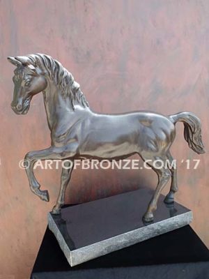 Midnight Dream sculpture of standing stallion attached to base for indoor home or office