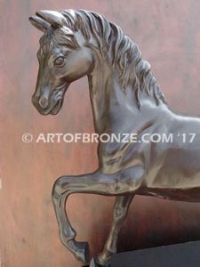 Midnight Dream sculpture of standing stallion attached to base for indoor home or office