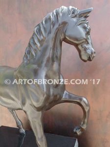 Midnight Dream sculpture of standing stallion attached to base for indoor home or office